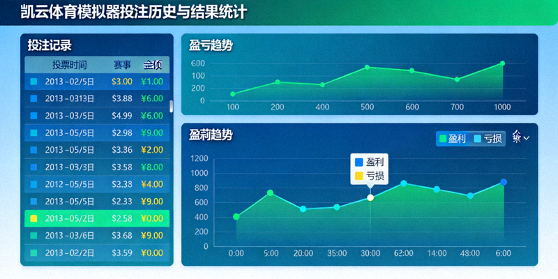 凯云体育模拟器投注历史与结果统计页面，展示盈亏图表